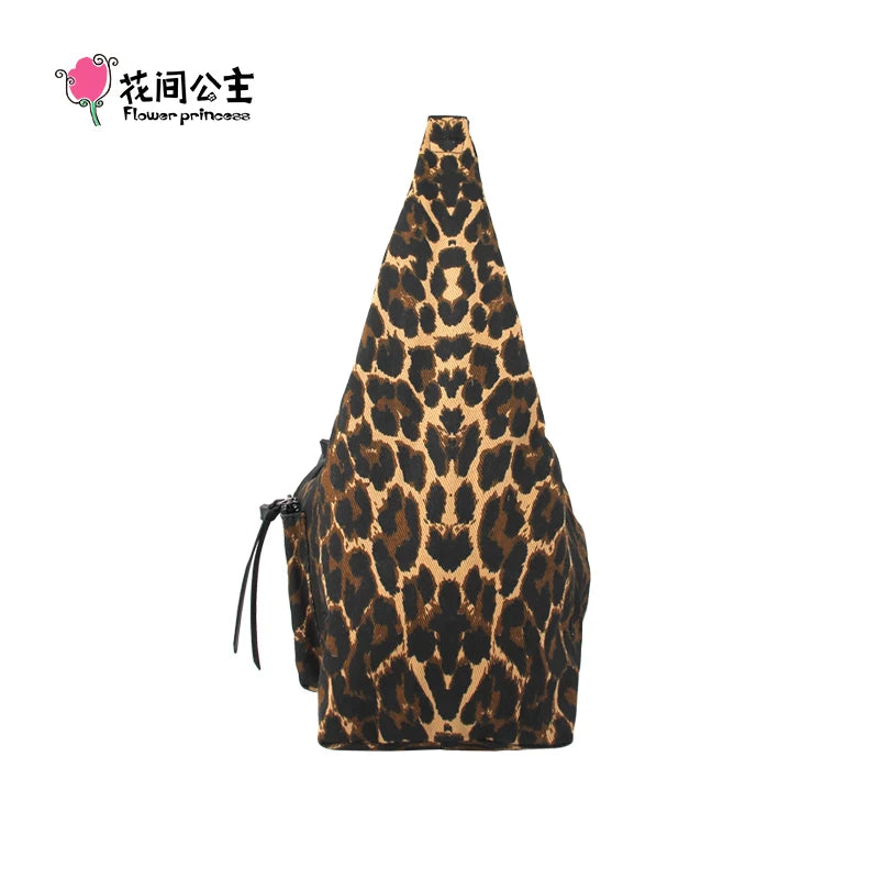 Flower Princess Night Walk Leopard Pattern Women's Bag Autumn/Winter New Product Hobo Underarm Crossbody Bag Fashion Trend Bag