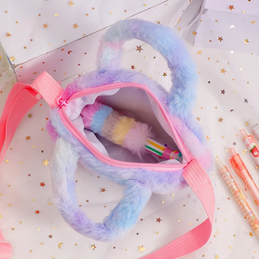 Kawaii Cartoon Peluche Mignon Licorne Sac à bandoulière pour enfants Sac à bandoulière Maternelle Petite fille allant à l’école Cadeau de vacances