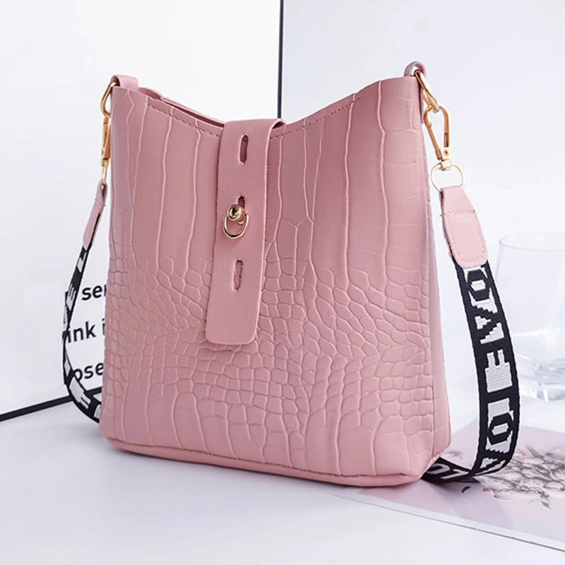 Crocodile Messenger Bags For Women Luxury High Quality Ladies Handbags Bucket Bag Pu Leather Crossbody Shoulder Bag Female