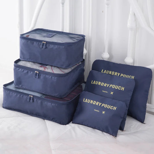 6 PCS Sac de rangement de voyage Ensemble pour vêtements Organisateur ridy Garde-robe Valise Pouch Unisexe Multifonction Emballage Cube Sac Kit de voyage