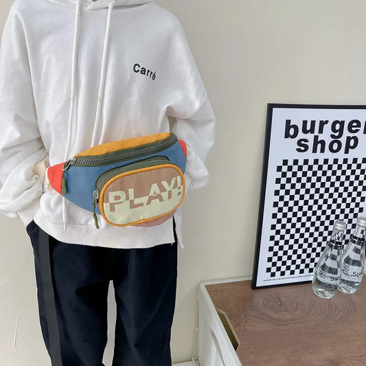 Design Letter Boys Kids Waist Shoulder Bag Fanny Pack Fashion Children's Chest Bag Messenger Bags Girls Baby Coin Purse Handbags