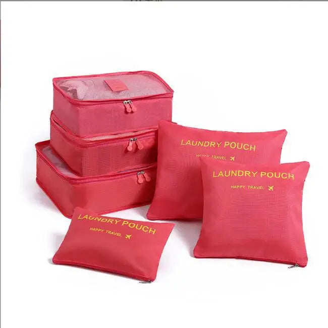 6 PCS Sac de rangement de voyage Ensemble pour vêtements Organisateur ridy Garde-robe Valise Pouch Unisexe Multifonction Emballage Cube Sac Kit de voyage