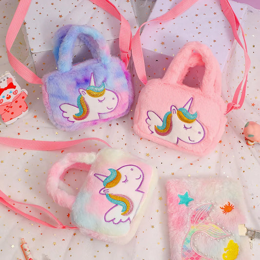 Kawaii Cartoon Peluche Mignon Licorne Sac à bandoulière pour enfants Sac à bandoulière Maternelle Petite fille allant à l’école Cadeau de vacances