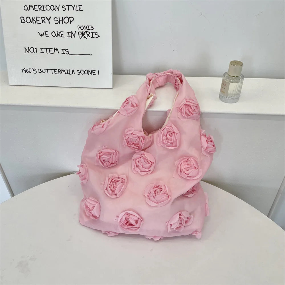 Élégant Romantique Fleur Sac À Bandoulière Femmes Rose Blanc Couleur Rose Flora