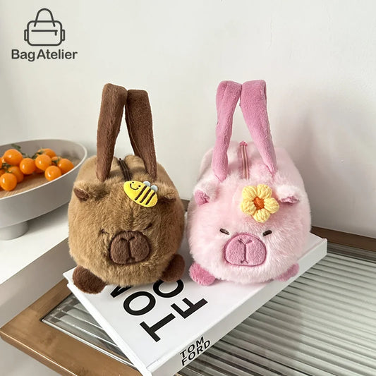Mignon en peluche Capybara créatif grande capacité  de dessin animé coréen sac à main portable