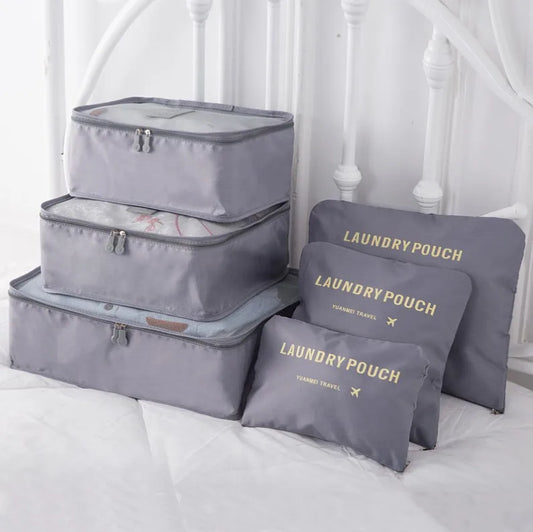 6 PCS Sac de rangement de voyage Ensemble pour vêtements Organisateur ridy Garde-robe Valise Pouch Unisexe Multifonction Emballage Cube Sac Kit de voyage